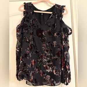 White House Black Market Floral Cold Shoulder Top